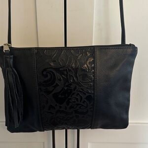 COL DE MAR EMBOSSED LEATHER CROSSBODY